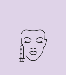 an icon of a womans face with a syringe next to it
