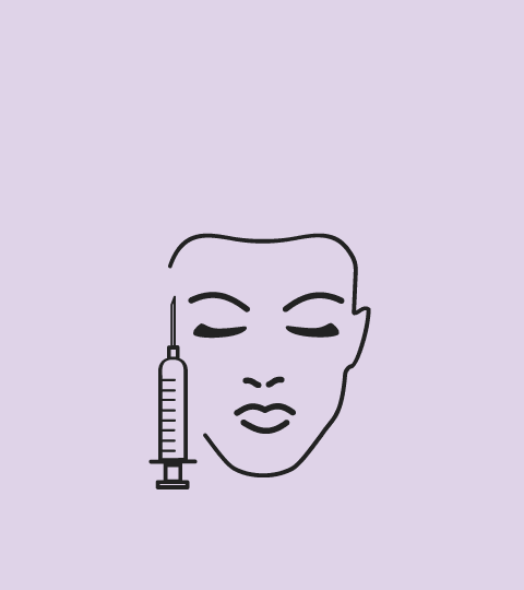 an icon of a womans face with a syringe next to it