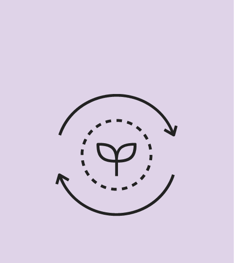 an icon with two arrows circling a plant leaf