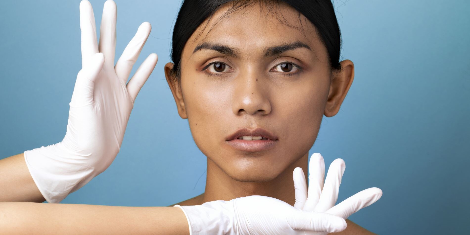 A woman at Limelight Medical Spa in Cincinnati is having her head examined by a doctor.