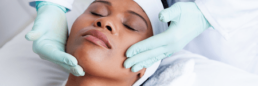 A woman receiving a facial treatment at Limelight Medical Spa in Cincinnati.