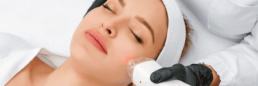 A woman is getting a facial treatment at Limelight Medical Spa in Cincinnati.