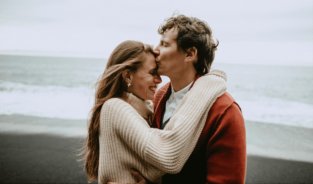 happy couple beach