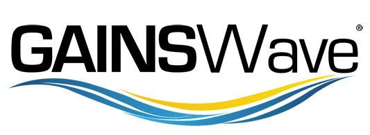 A blue and yellow wave logo featuring the keywords 